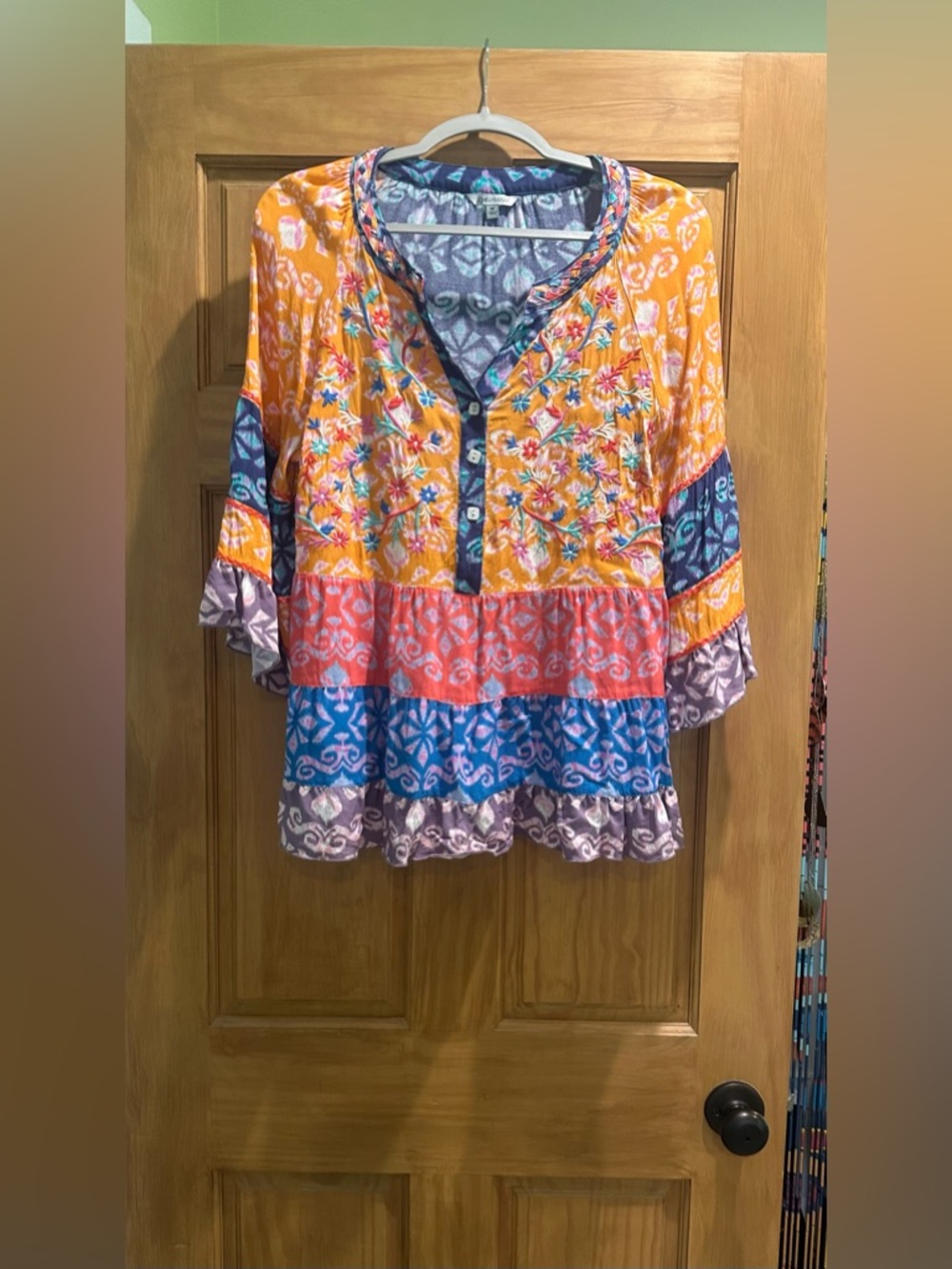John Mark  Embroidered Tiered Tunic